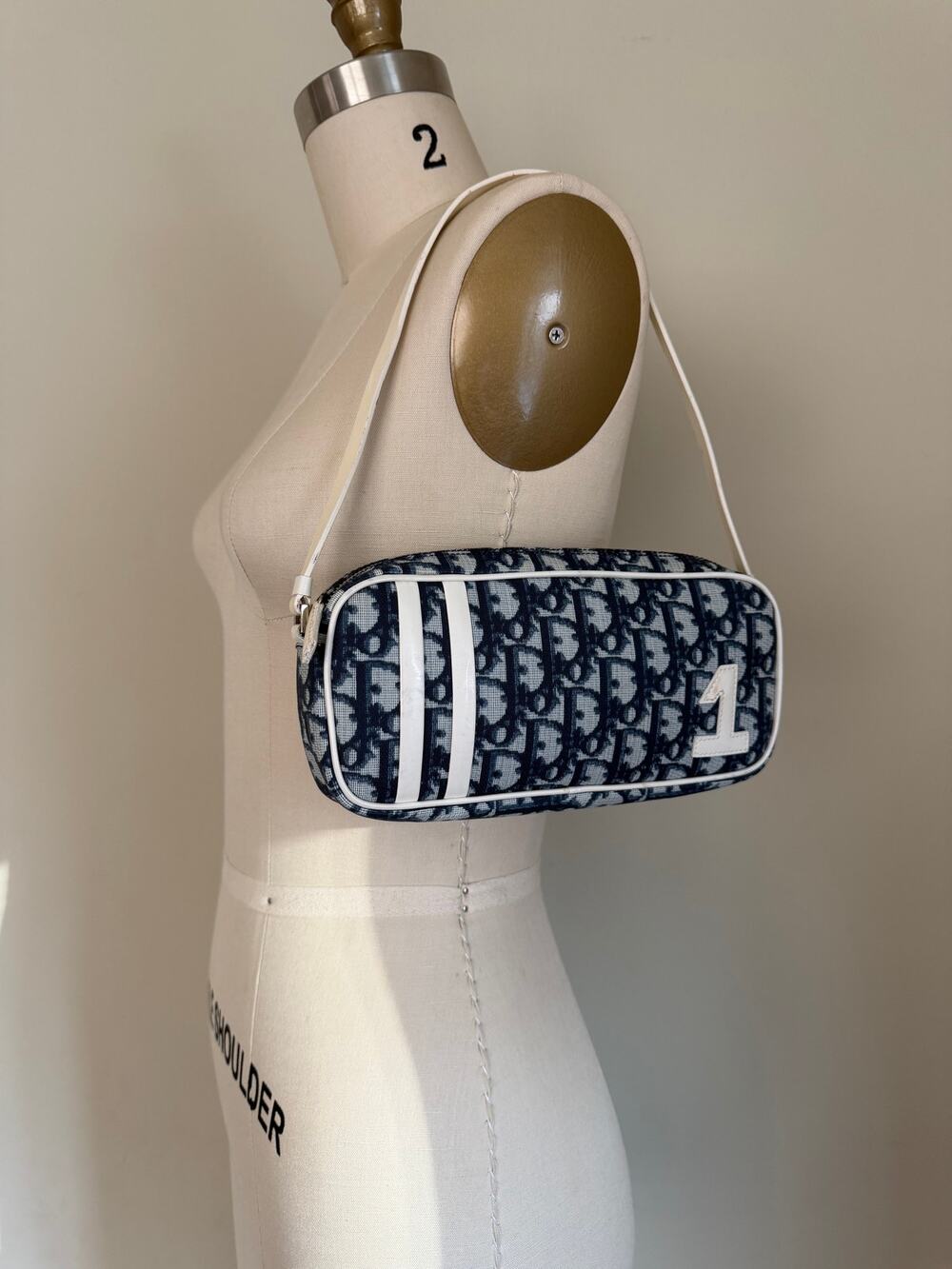 Christian Dior John Galliano Era Trotter Canvas Racing No. 1 Shoulder Bag